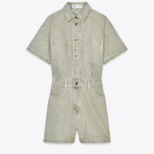 NWT ZARA Z1975 Short Sleeve Denim Jumpsuit/Romper - Size Medium